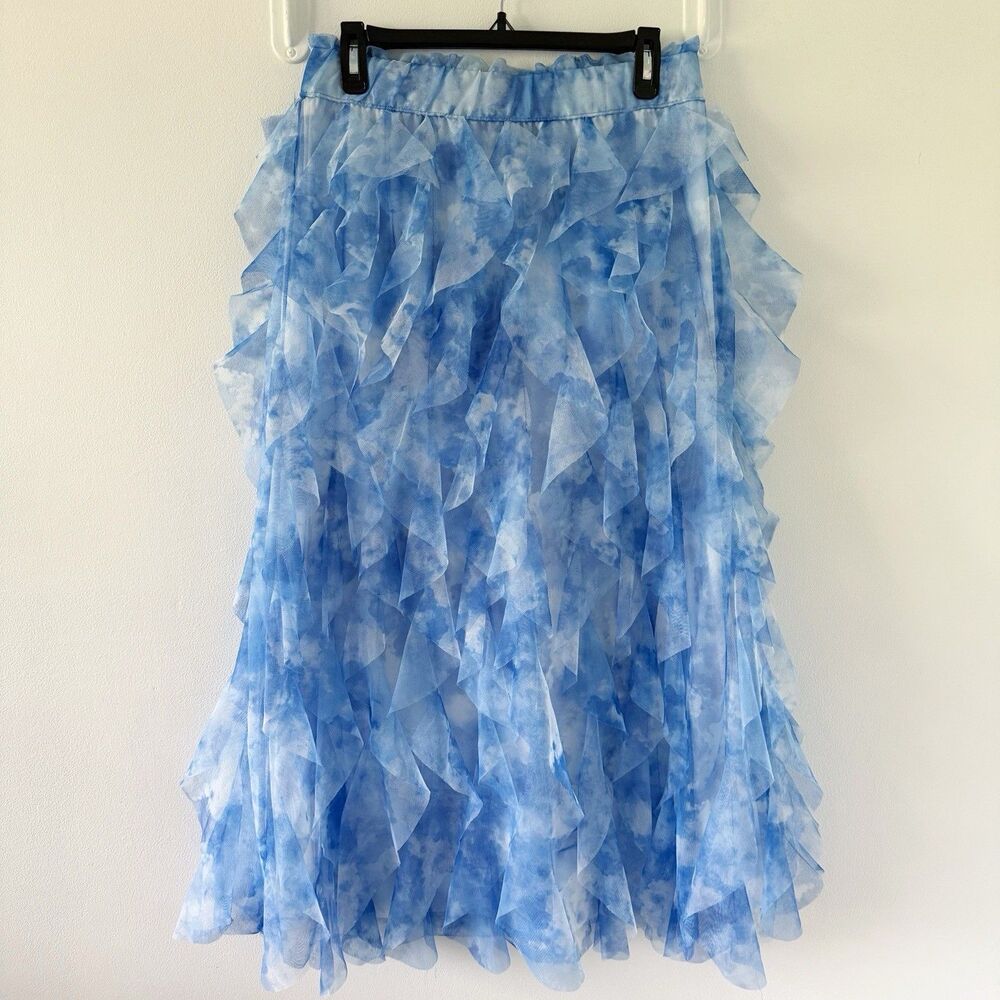 Fairycore Coquette Soft Romantic Tie Dye Ruffled Elastic Waist Tiered Skirt Med - Picture 2 of 15